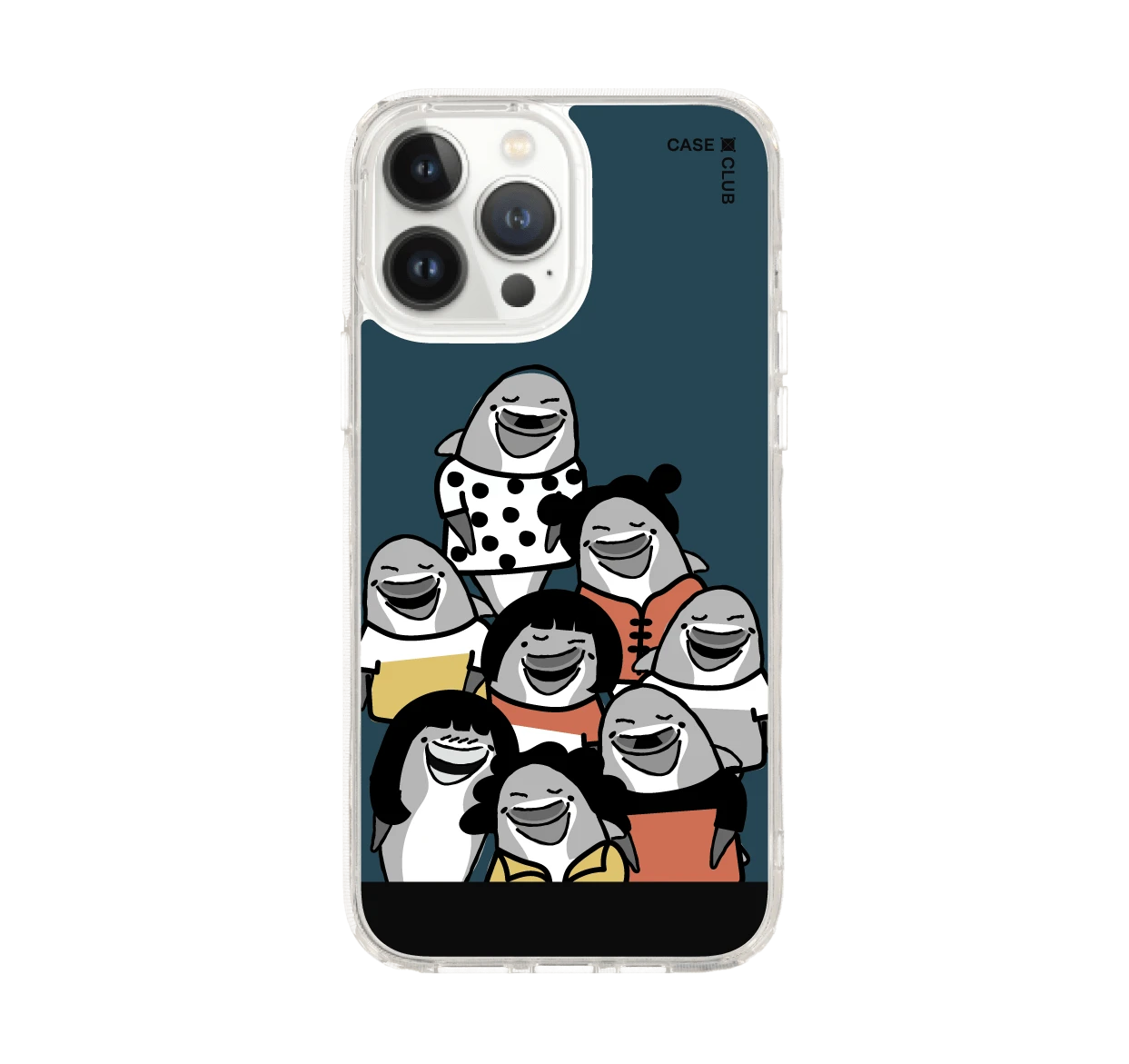 iphone 12/ 13 pro max clear case dolphin family
